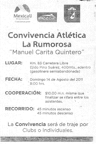 Convivencia Atlética La Rumorosa «Manuel Carita Quintero».