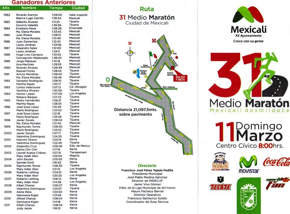 Tríptico 31 Medio Maratón Mexicali 2012.