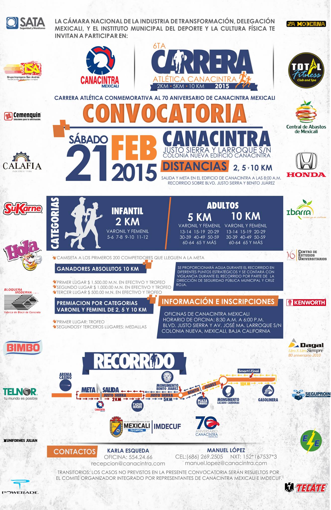 6ta. Carrera Atlética Canacintra 10, 5 y 2 Km. (21/02/2015)