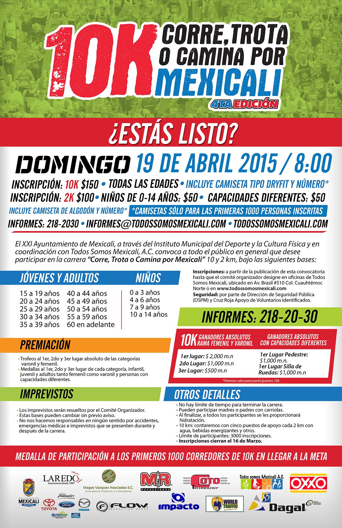 Carrera Atlética «10km Corre, Trota o Camina por Mexicali» 4ta Edición. (19/04/2015)