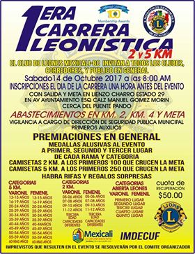 1ra. Carrera Leonistica 2 y 5 Km. (14/10/2017)