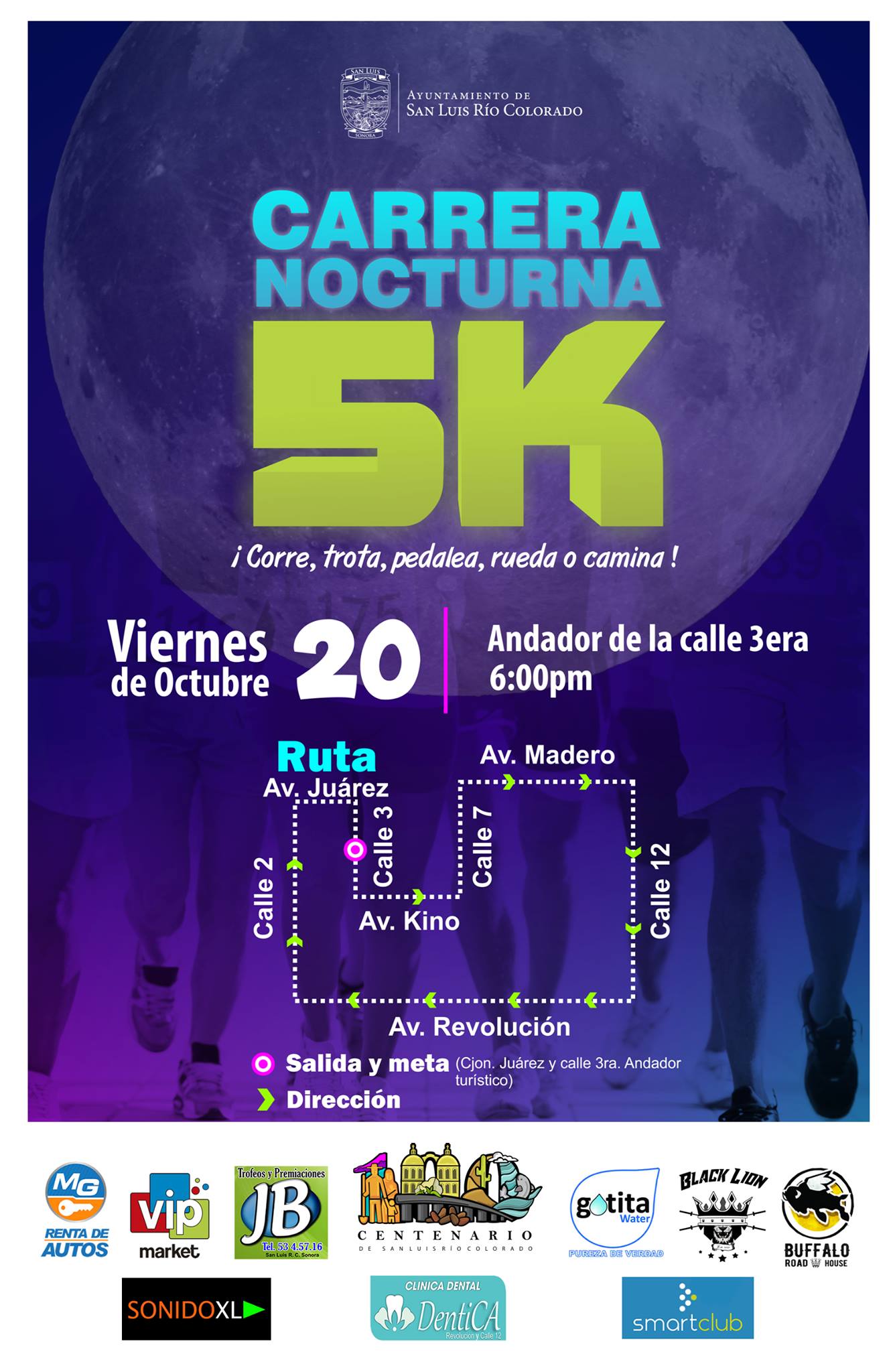 Carrera Nocturna 5K en San Luis Río Colorado. (20/10/2017)