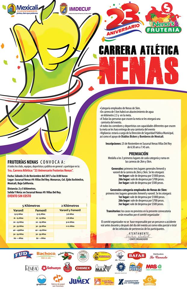 1ra. Carrera Atlética «23 Aniversario Frutería Nenas 5 y 2 Km». (25/11/2017)