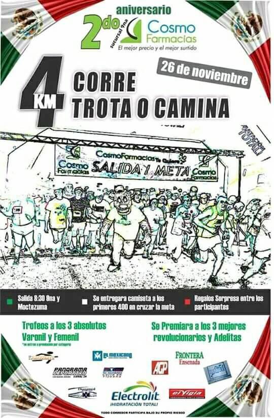 Corre, Trota o Camina 2do. Aniv. Farmacia Cosmo en Ensenada. (26/11/2017)