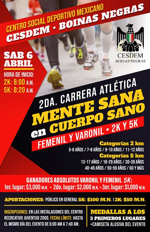 2da. Carrera Atlética Mente Sana en Cuerpo Sano.(06/04/2019)