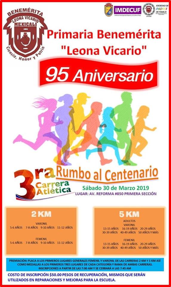 3ra. Carrera Atlética Rumbo al Centenario. (30/03/2019)