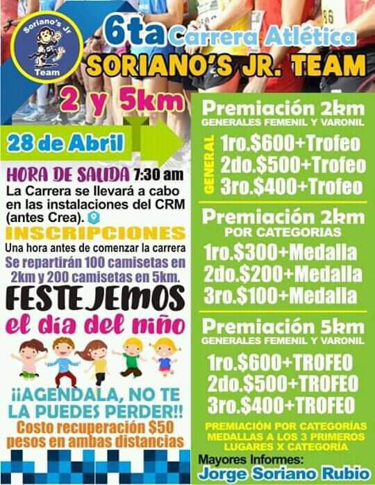 6ta. Carrera Atlética Soriano’s Jr Team.(28/04/2019)
