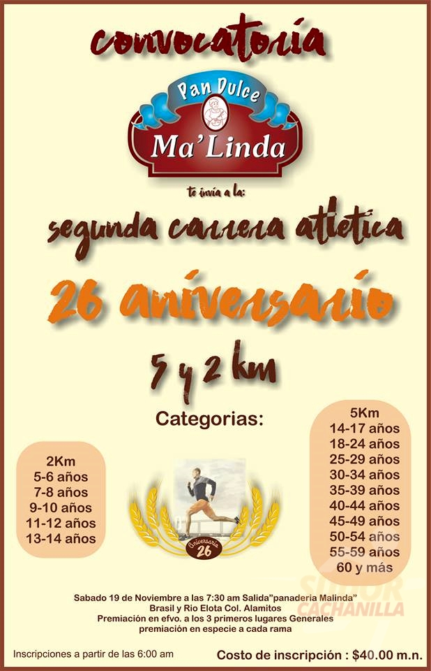 2da. Carrera Atlètica «Pan Dulce Ma´Linda» 5 y 2 Km. (19/11/2016)