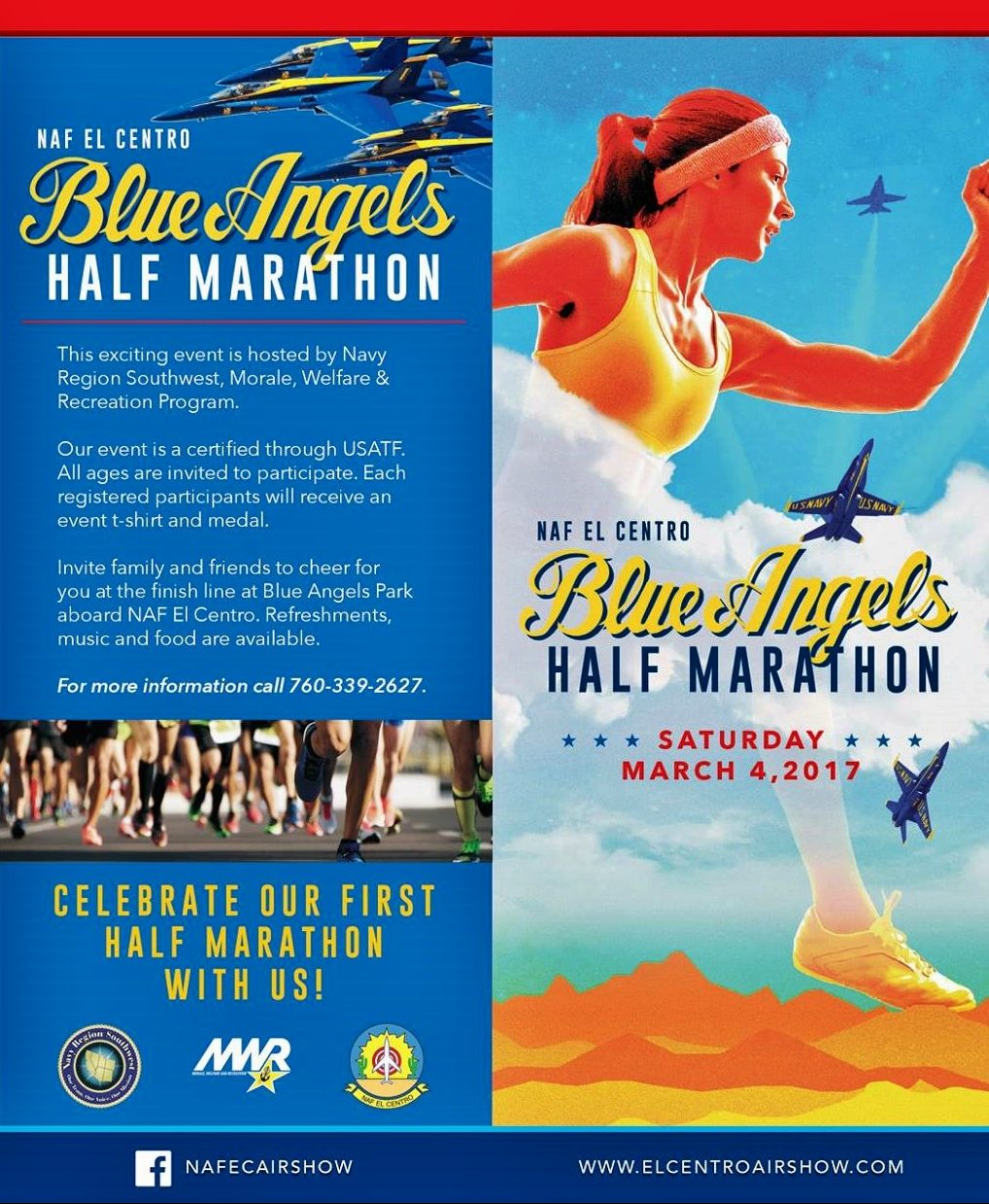 Blue Angels 10K y Medio Maratòn, El Centro, CA. (04/03/2017)