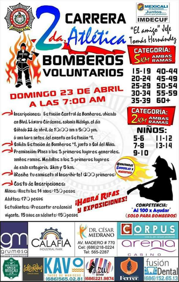 2da. Carrera Atlética Bomberos Voluntarios de Mexicali. (23/04/2017